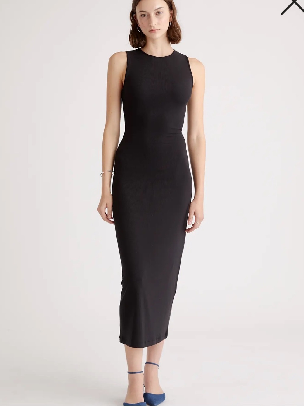 Quince Tencel Rib Knit Tank Midi Dress Size Small